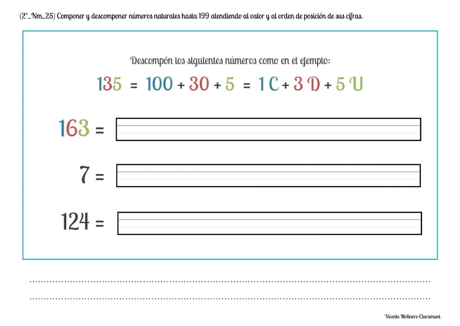 N Meros De A Segundo De Educaci N Primaria A Os