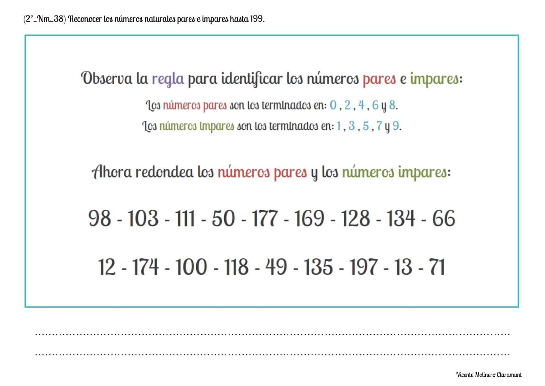 NÚMEROS DE 100 A 199 Segundo de Educación Primaria 7 años