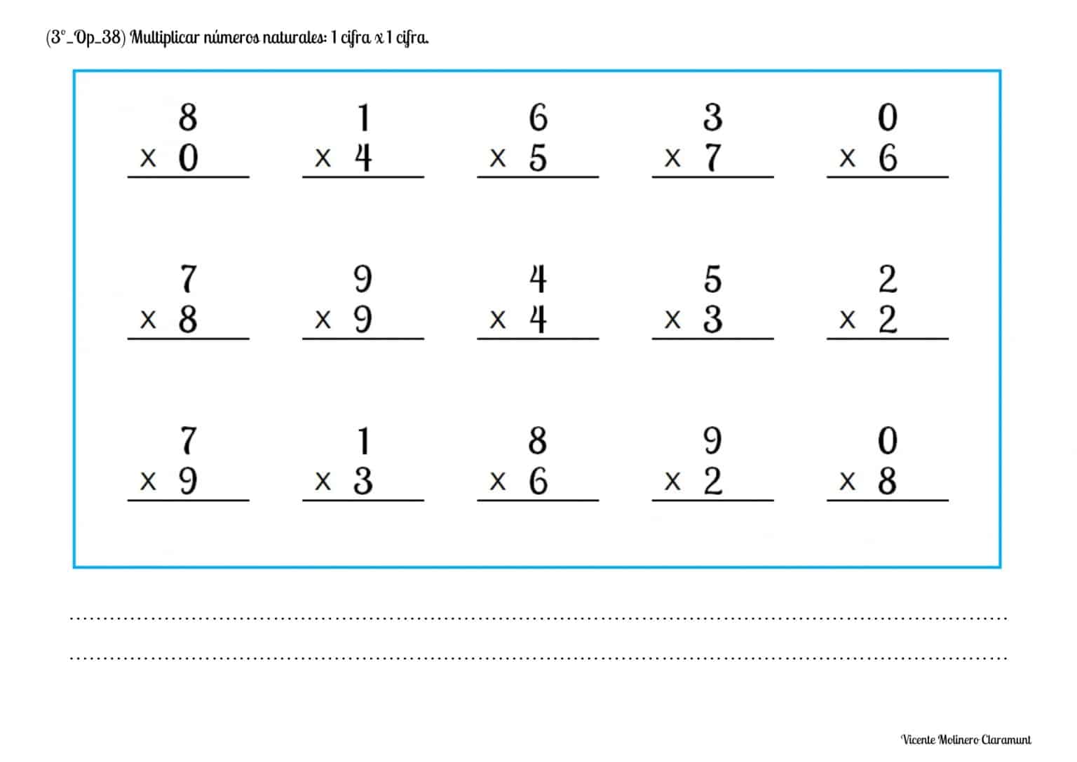 Multiplicaciones Tercero De Educaci N Primaria A Os