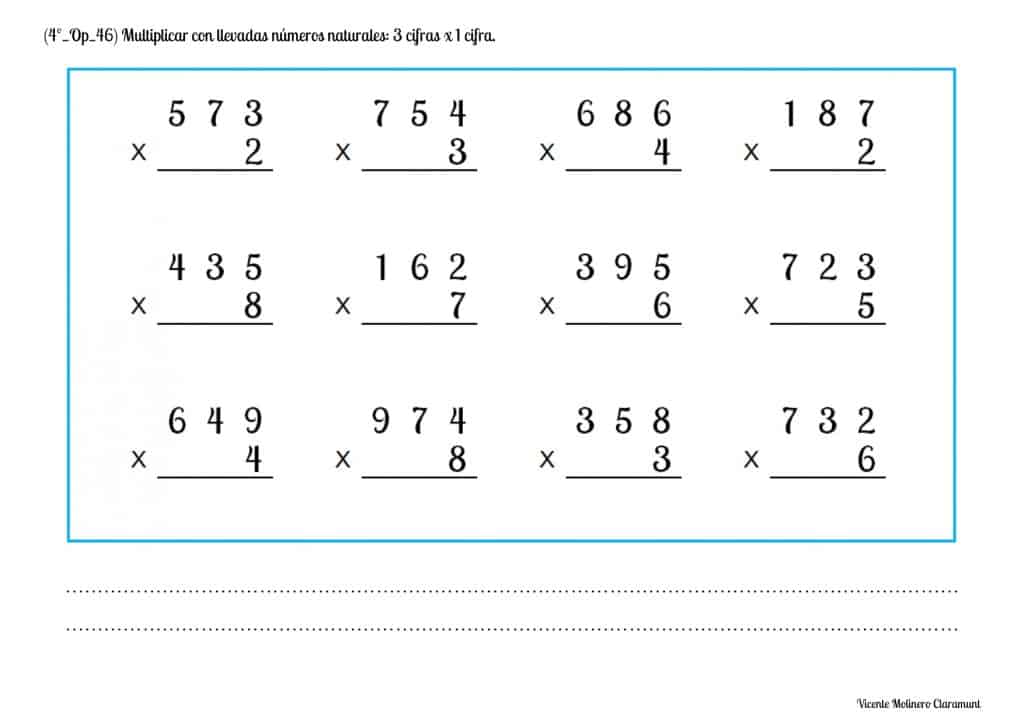 Multiplicaci N Por Cifra Cuarto De Educaci N Primaria