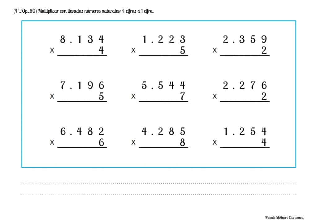 Multiplicaci N Por Cifra Cuarto De Educaci N Primaria