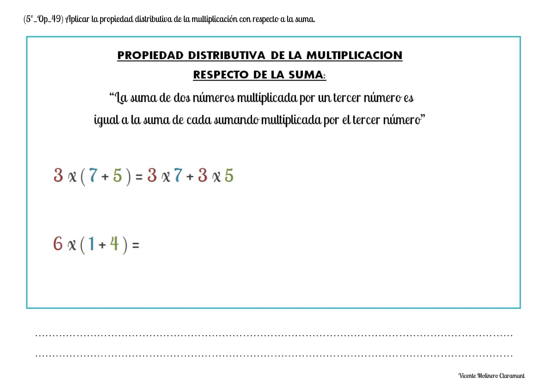 Propiedad Distributiva Respecto A La Suma Ejercicios PDF