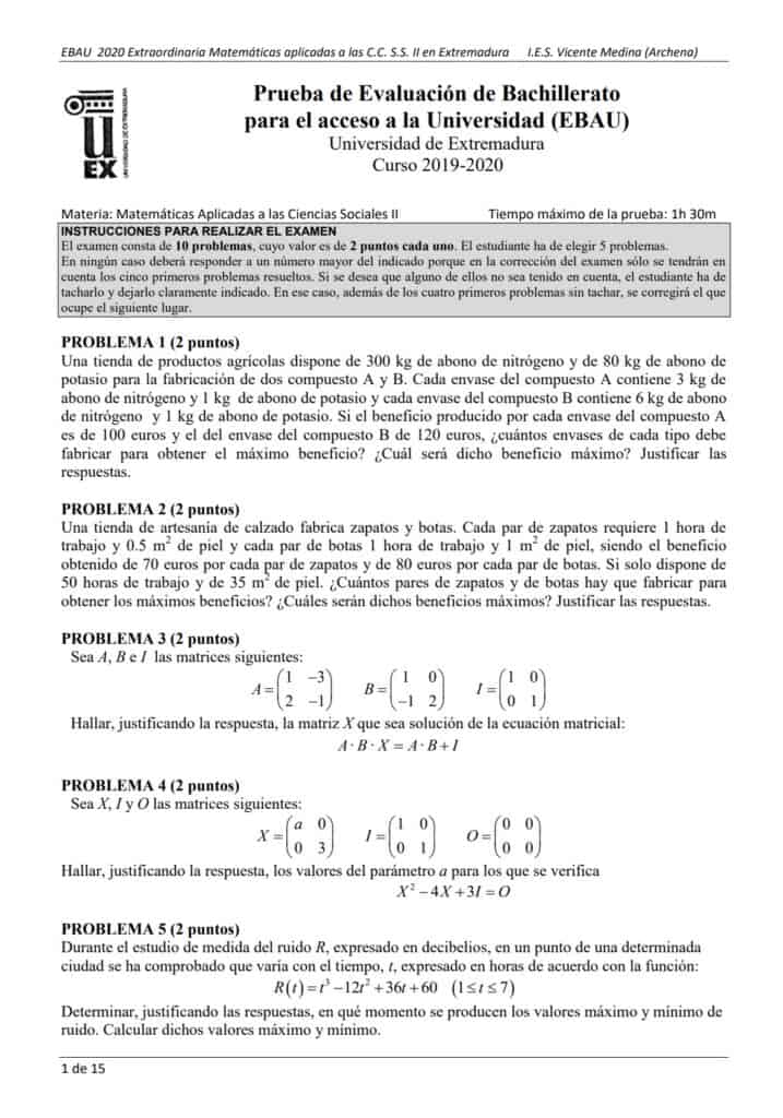 Ebau Matem Ticas Extremadura Ex Menes Y Soluciones