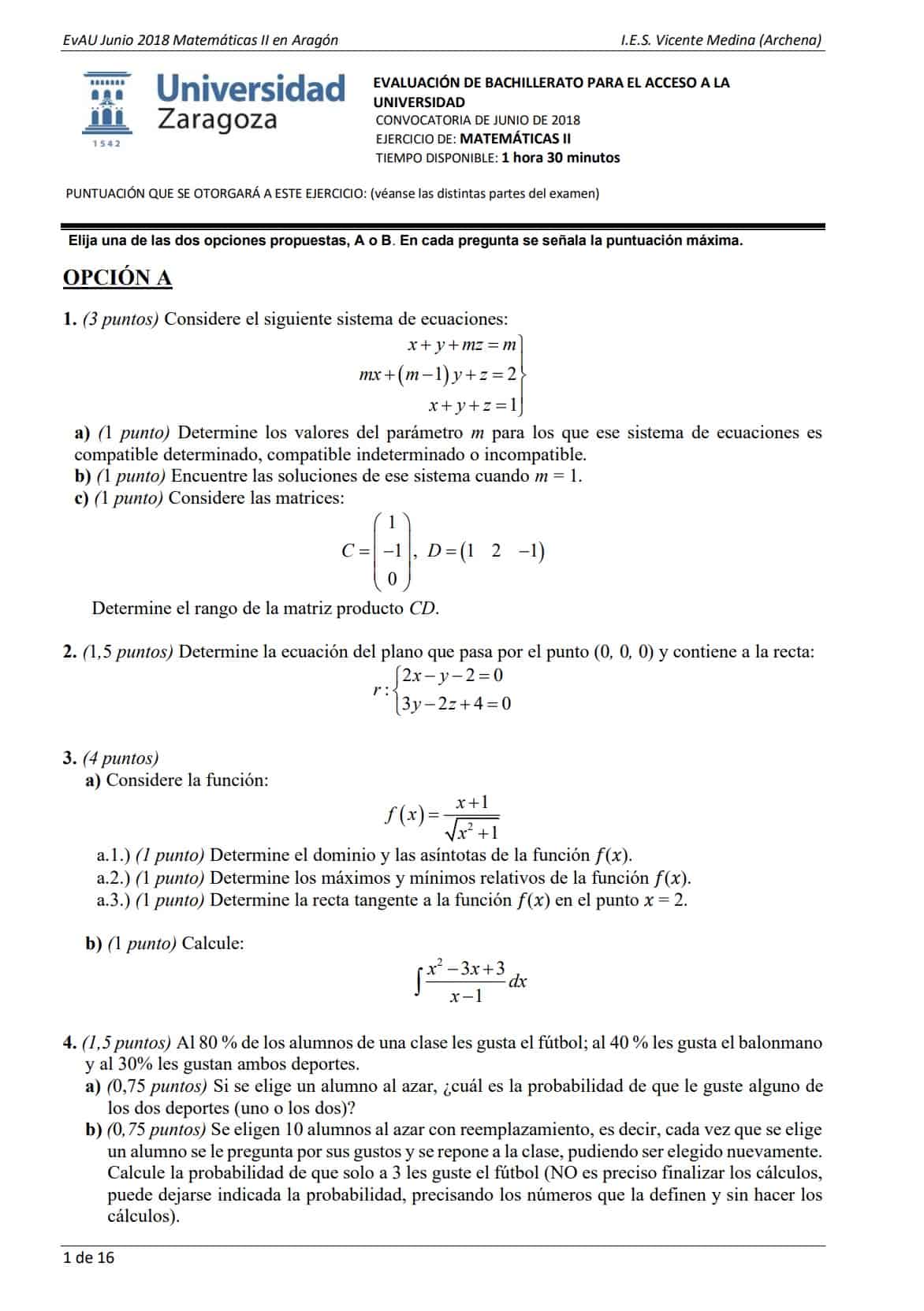 Evau Matem Ticas Arag N Ex Menes Y Soluciones