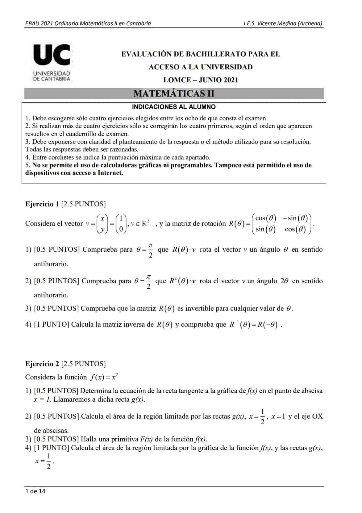 Ebau Matem Ticas Cantabria Ex Menes Y Soluciones