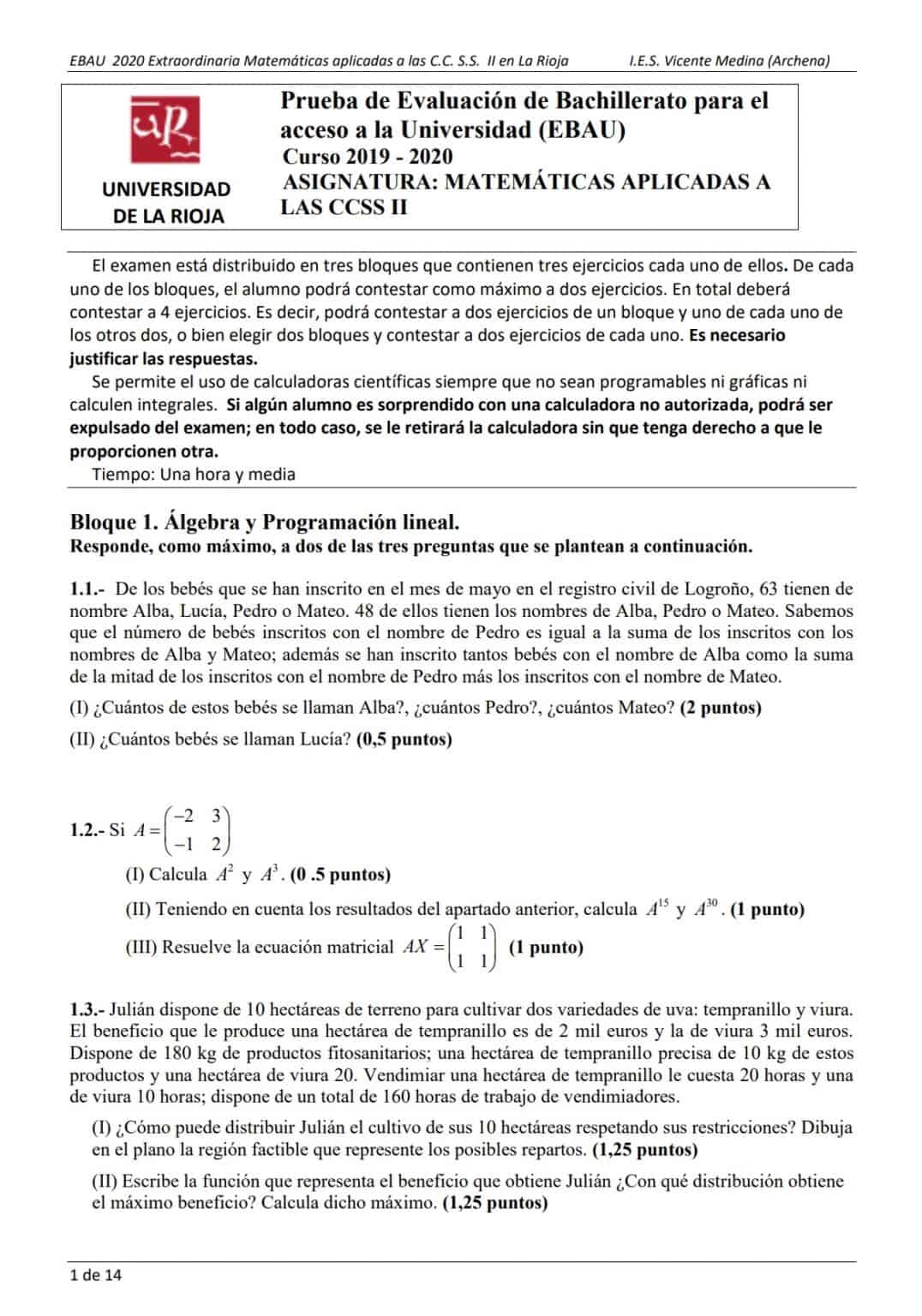 Ebau Matem Ticas La Rioja Ex Menes Y Soluciones