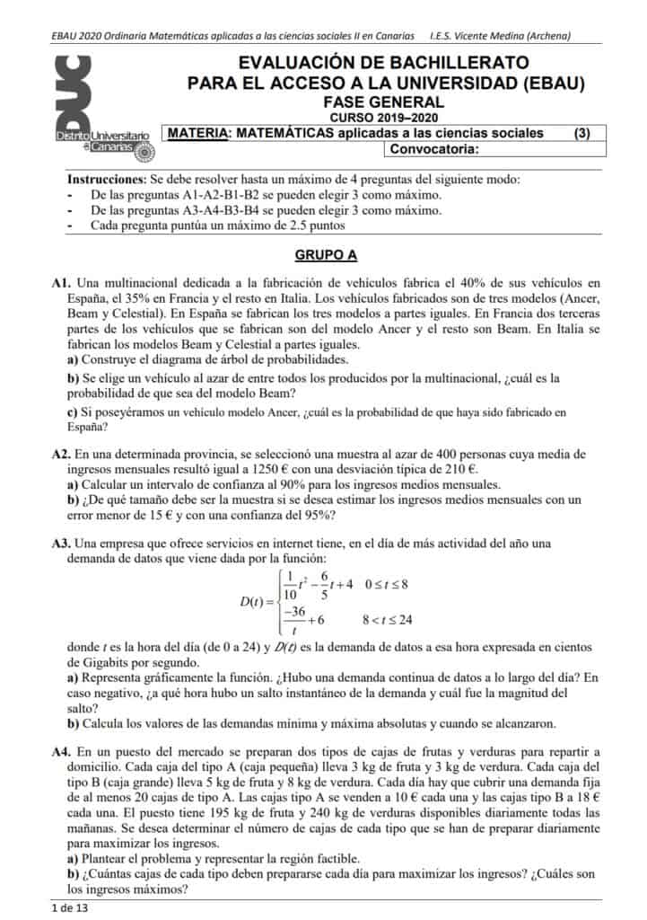 Ebau Matem Ticas Canarias Ex Menes Y Soluciones