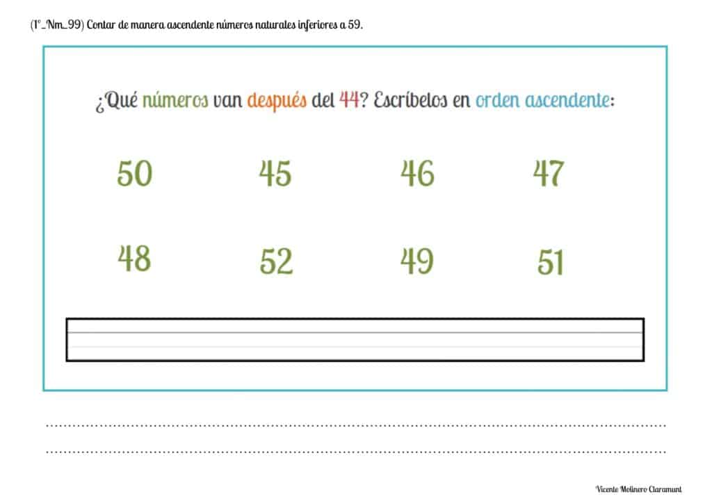 💙 NÚmeros Del 50 Al 60 💙 Primero De Educación Primaria 6 Años