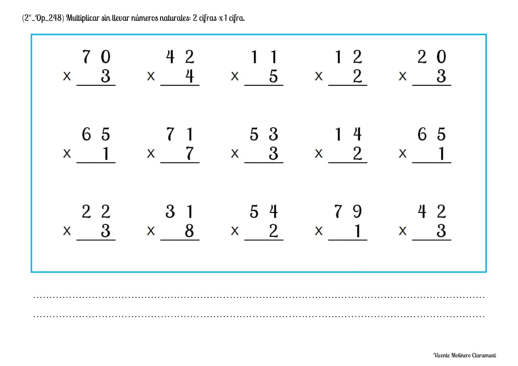 Ejercicios De Multiplicacion Para Niños De Segundo De Primaria