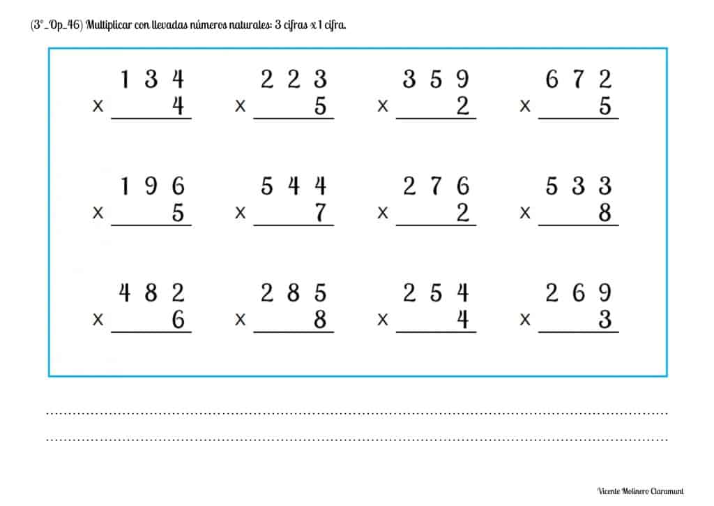 Multiplicaciones Tercero De Educacion Primaria 8 Anos