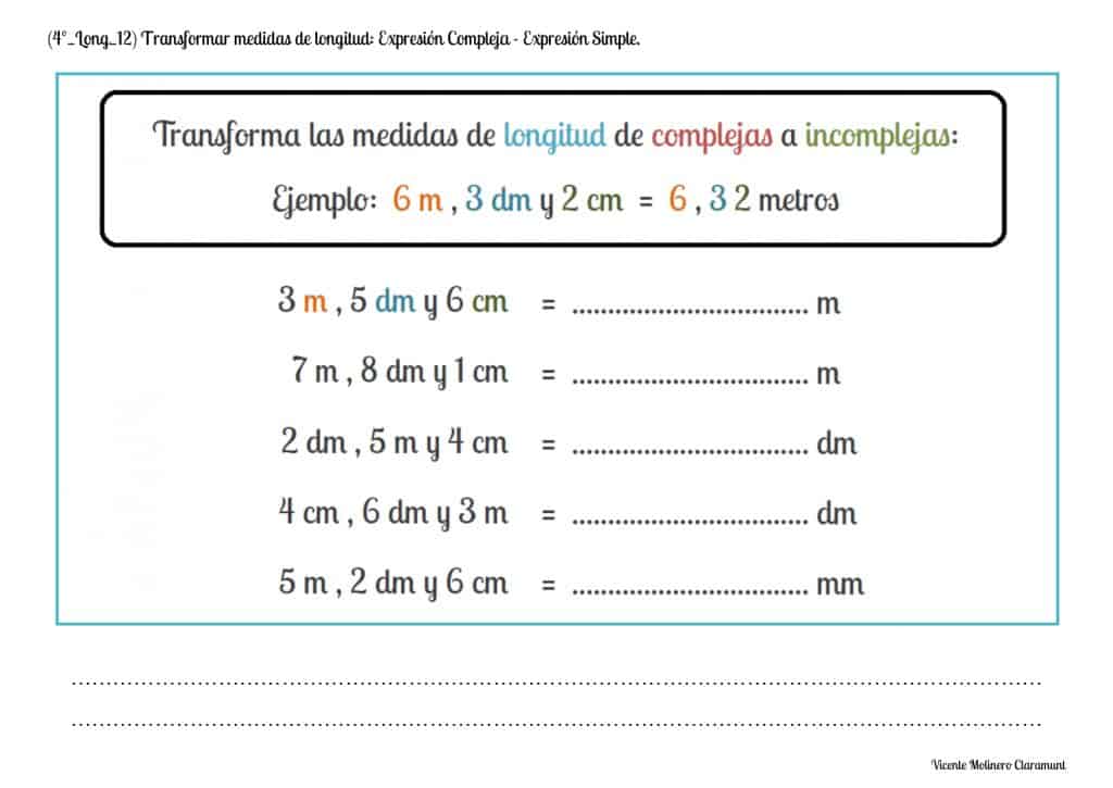 💙 Medidas De Longitud 💙 Cuarto Educación Primaria 9 Años