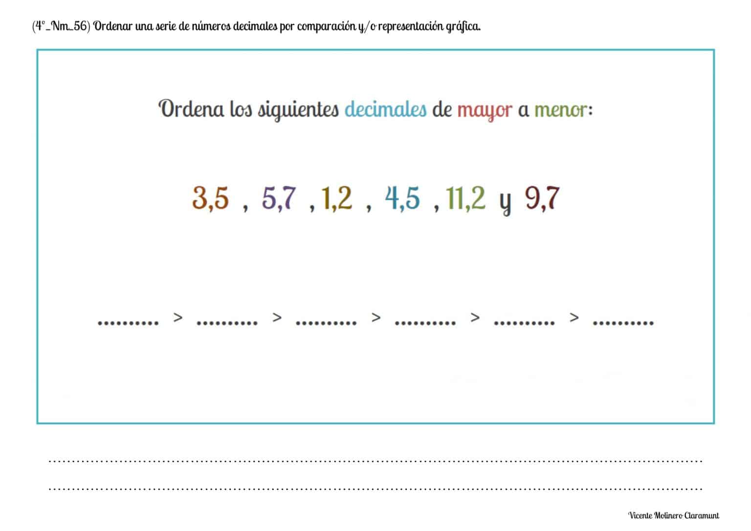 💙 NÚMEROS DECIMALES 💙 Cuarto Educación Primaria (9 Años)