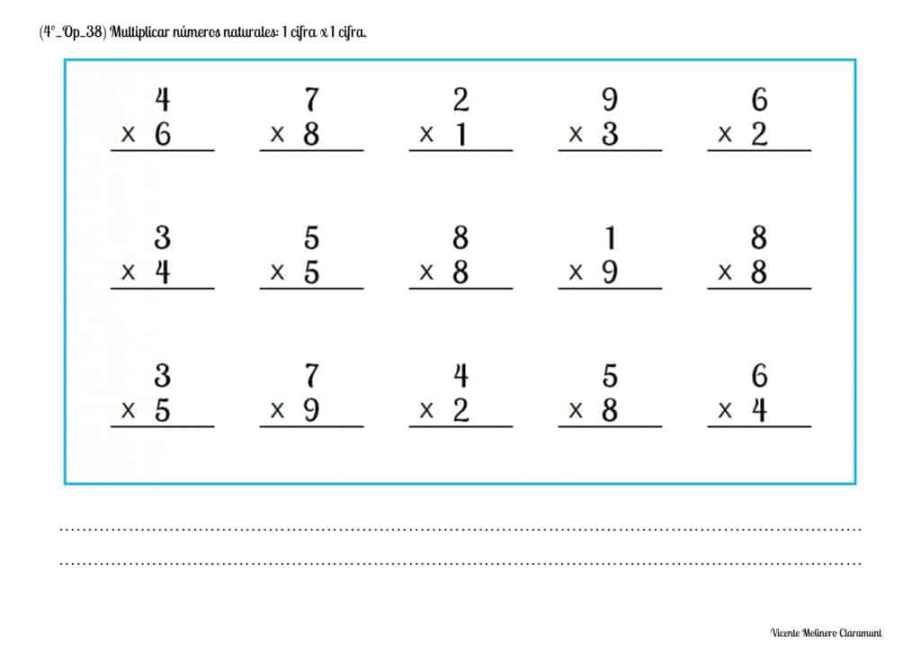 MULTIPLICACIÓN POR CIFRA Cuarto de Educación Primaria