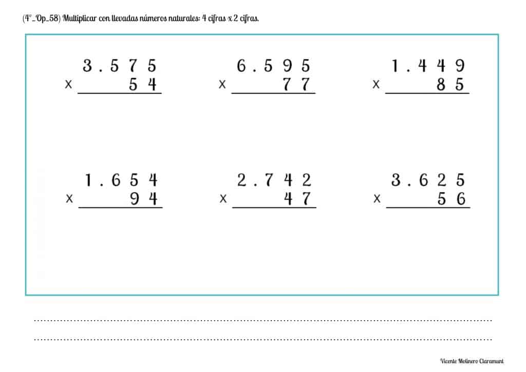 Multiplicaci N Por Cifras Cuarto De Educaci N Primaria