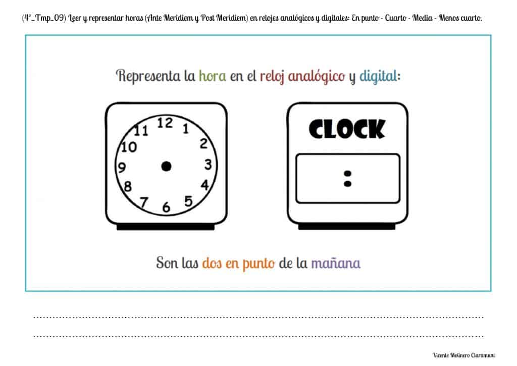 💙 MEDIDAS DE TIEMPO 💙 Cuarto Educación Primaria (9 Años)