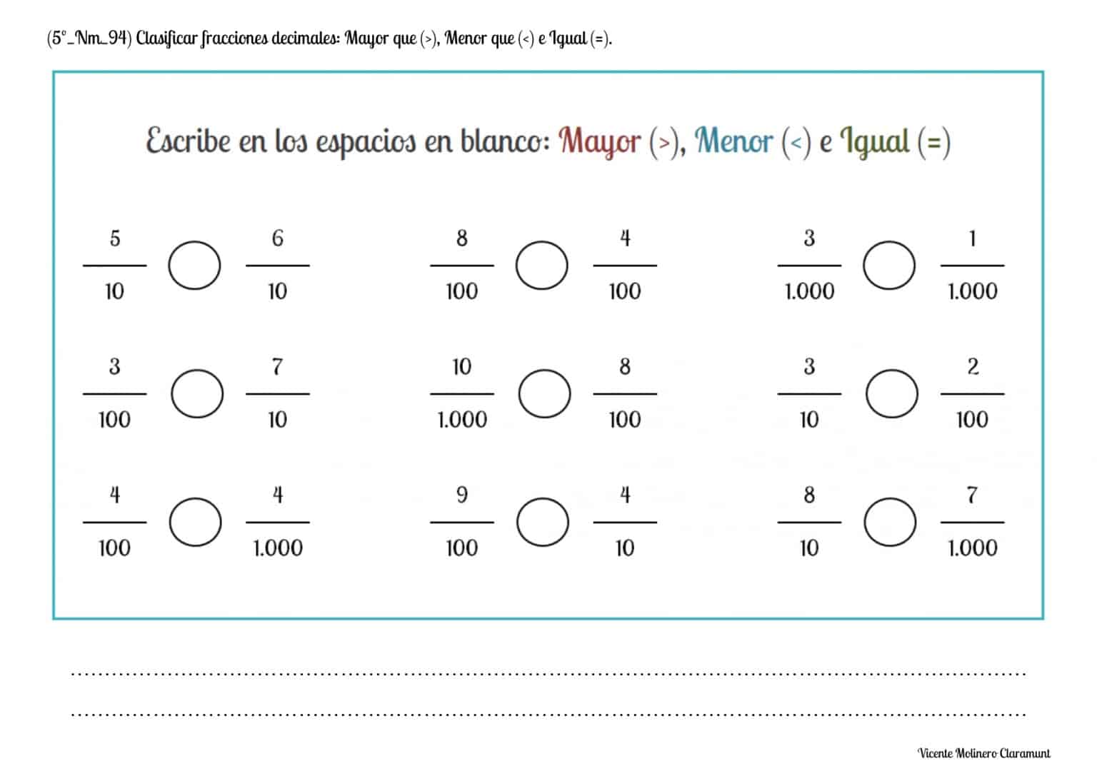 📚 Fracciones Decimales 📚 5º Educación Primaria