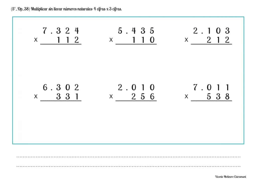 MULTIPLICACIÓN POR CIFRAS Quinto de Educación Primaria