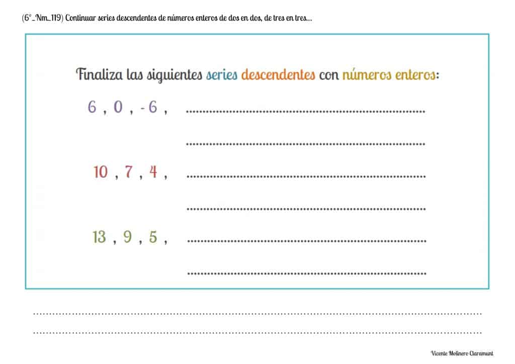 💙 NÚMEROS ENTEROS 💙 Sexto Educación Primaria (11 Años)