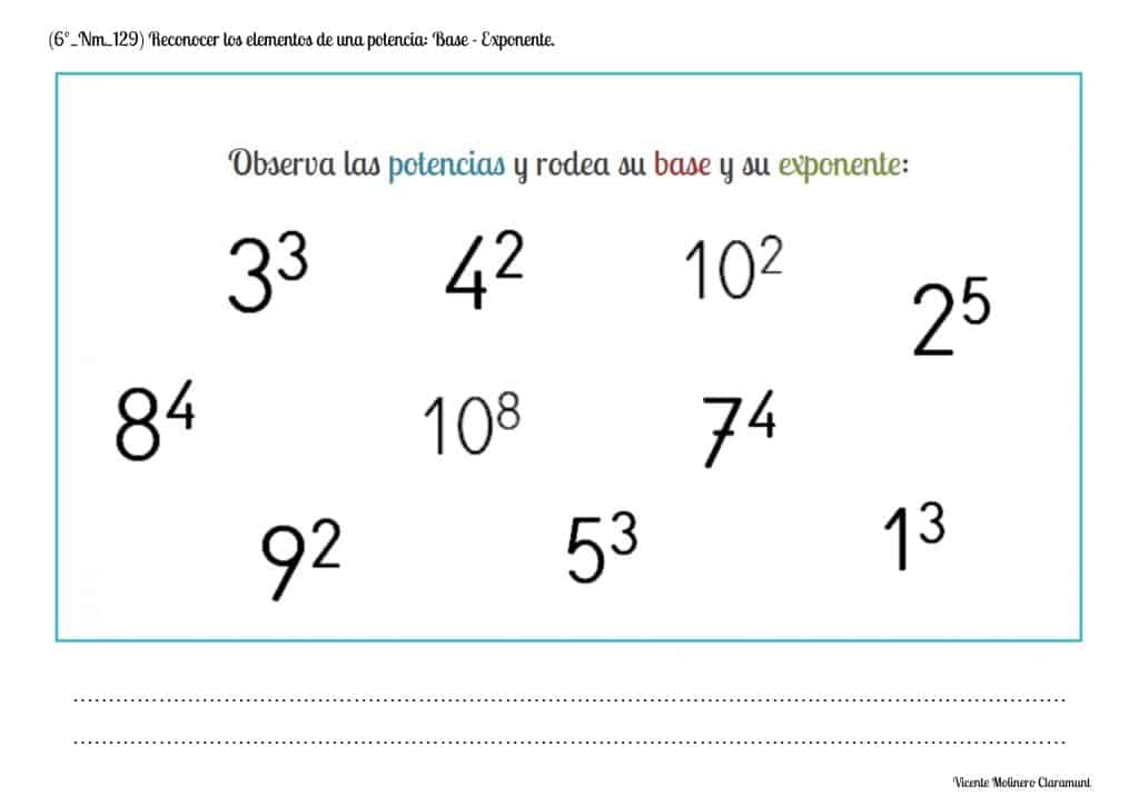 Potencias Sexto Educaci N Primaria A Os