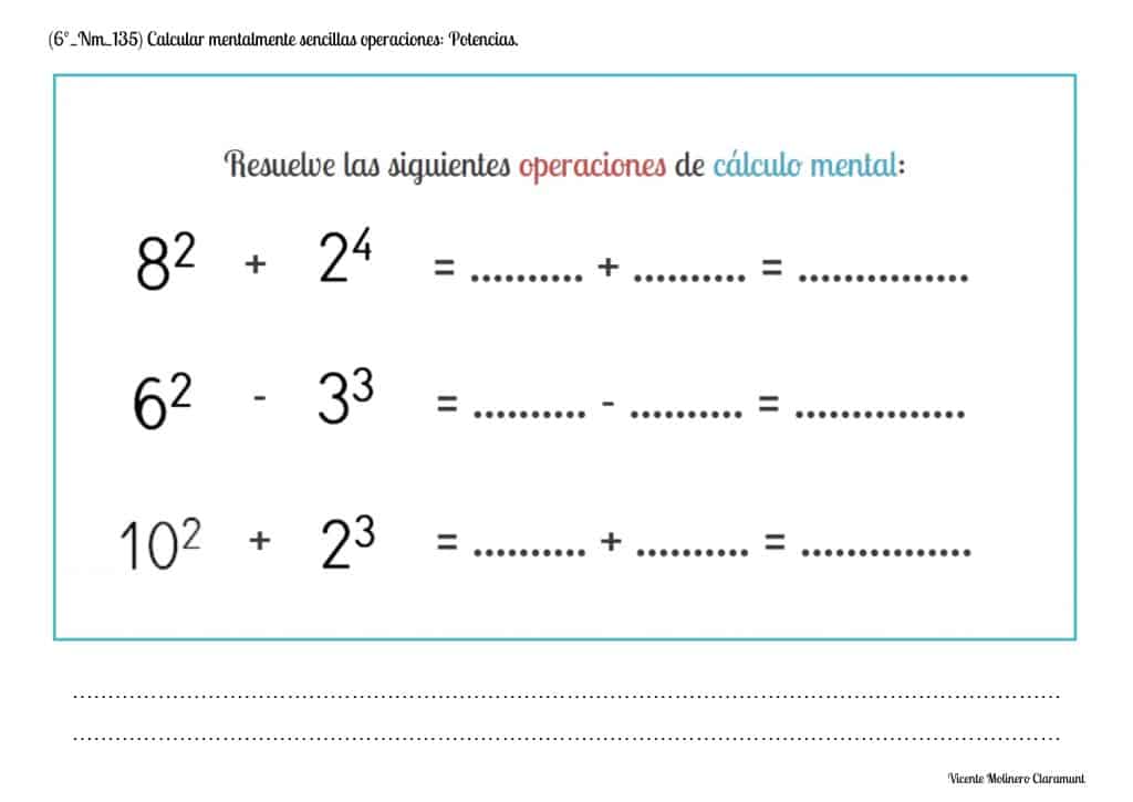 Potencias Sexto Educaci N Primaria A Os