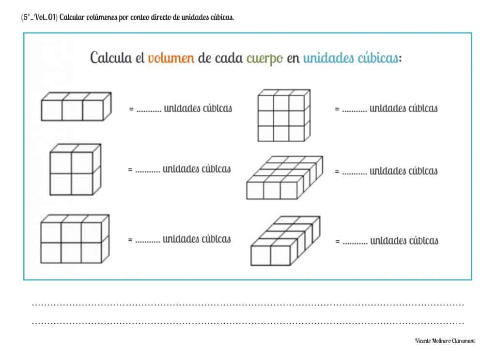 💙 VOLUMEN Y UNIDAD CÚBICA 💙 Quinto Educación Primaria