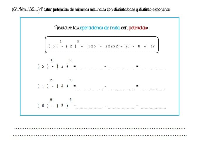 Potencias Sexto Educaci N Primaria A Os