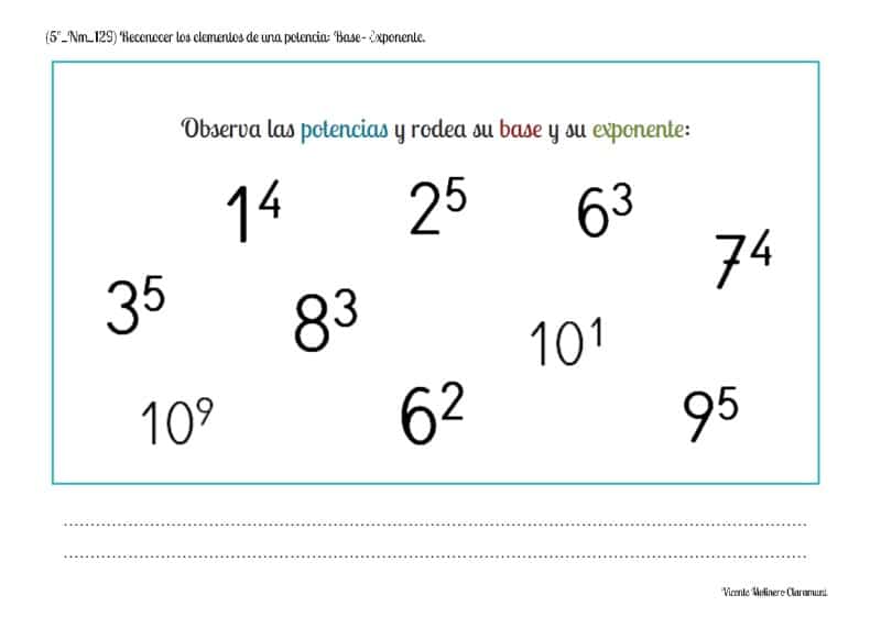 💙 Potencias 💙 Quinto Educación Primaria 10 Años