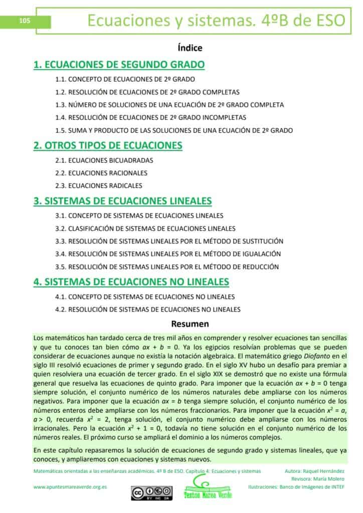 📚 4 ESO MAREA VERDE 📚 Libro Y Solucionario Matemáticas