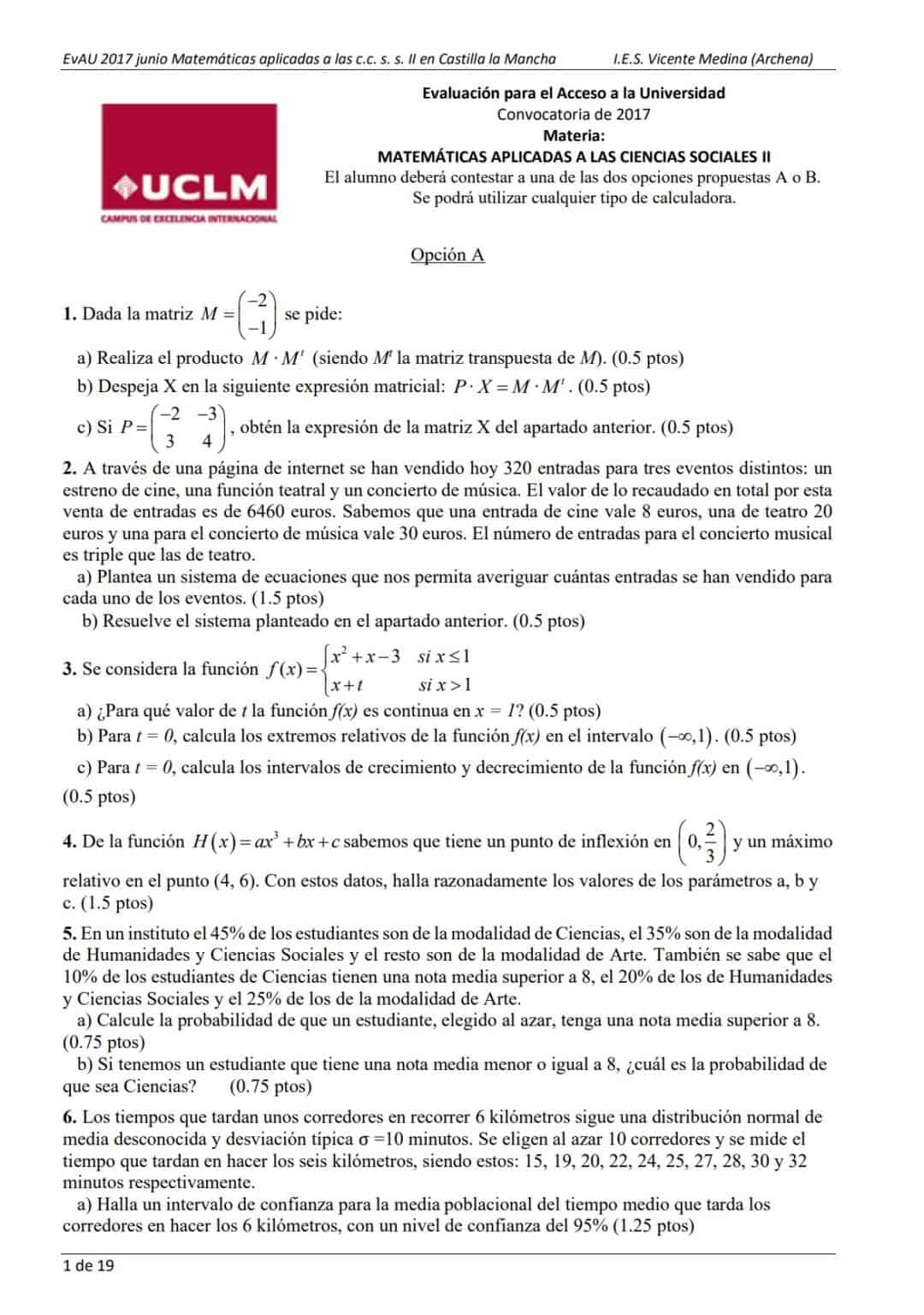 📚 Evau Matemáticas Castilla La Mancha 📚 Exámenes Y Soluciones