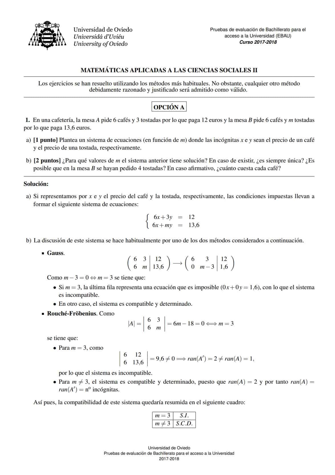 📚 EBAU Matemáticas Asturias 📚 Exámenes Y Soluciones 2024