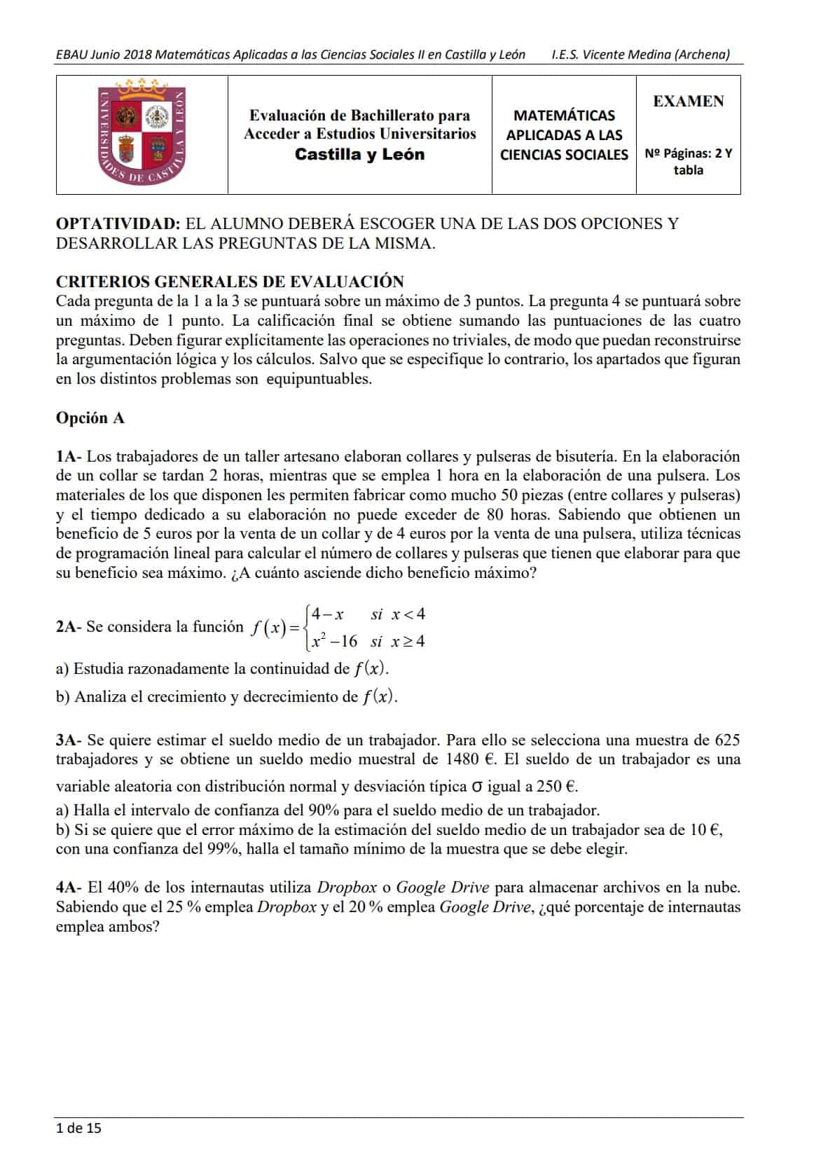 Ebau Matem Ticas Castilla Y Le N Ex Menes Y Soluciones